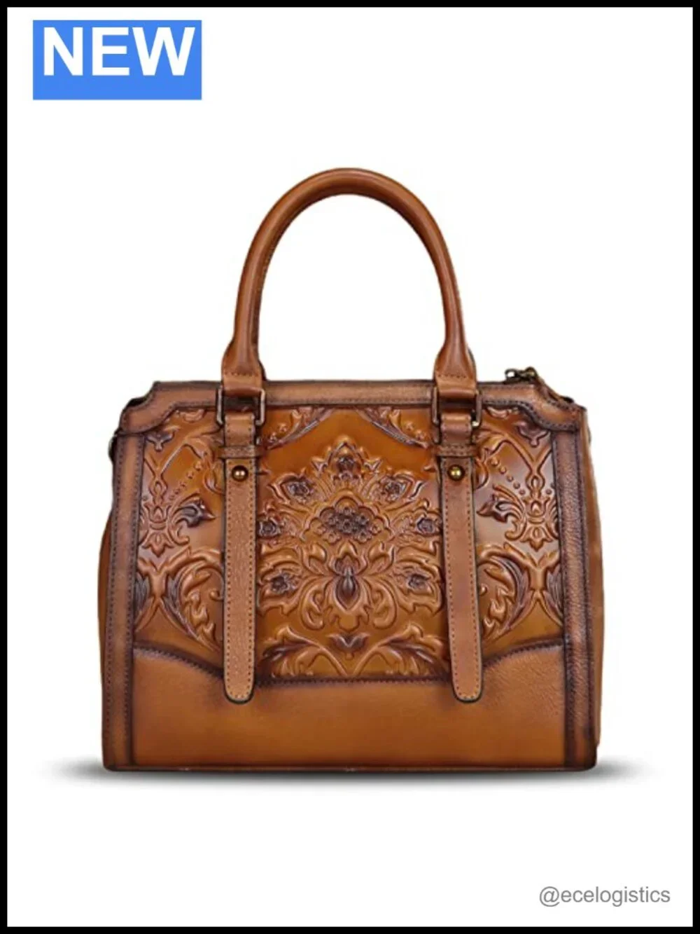 Genuine Leather Embossed Satchel Handbag Top Handle Crossbody Hobo Purse